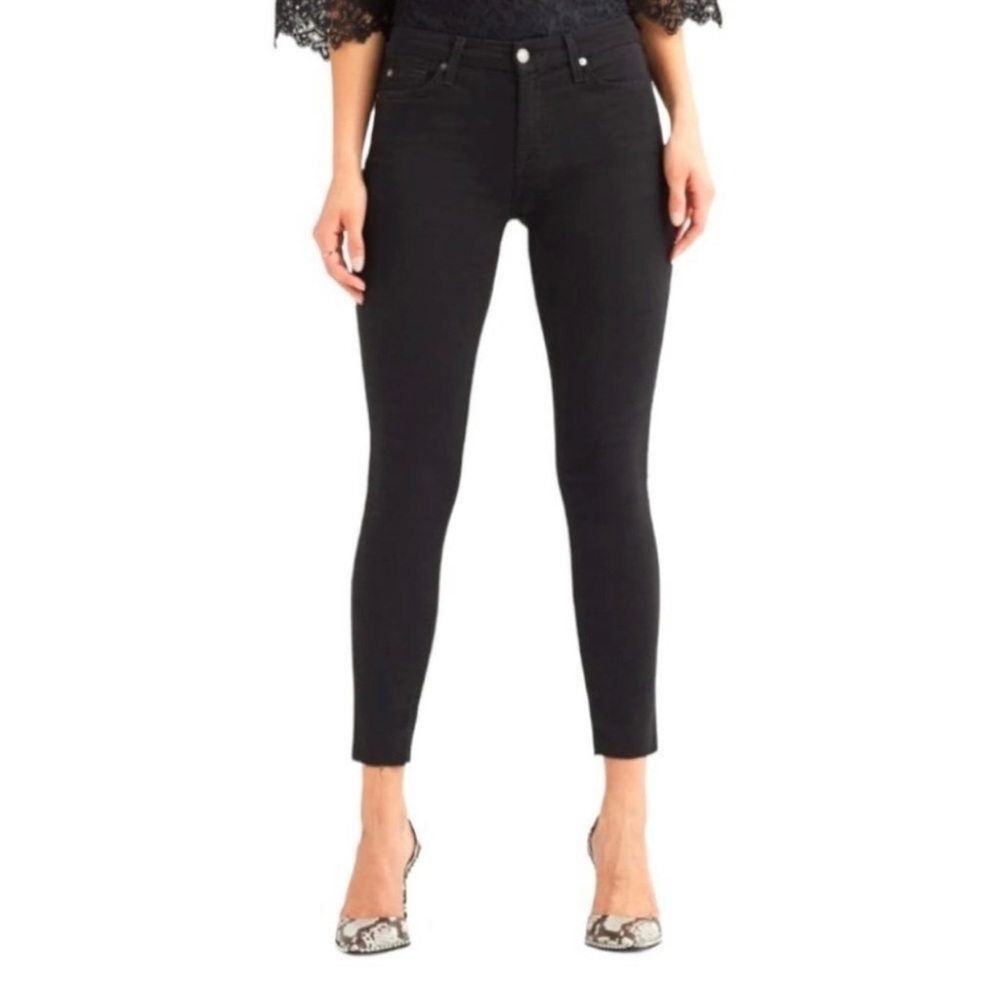 7 for All Mankind B(Air) Denim The Ankle Jeans Black Raw Hem Skinny Womens 29